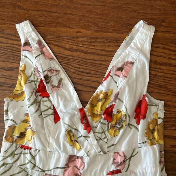 Lands' End Floral Fit and Flare V-Neck Sleeveless Lined Mini Dress Size 8 A Line - Picture 9 of 16